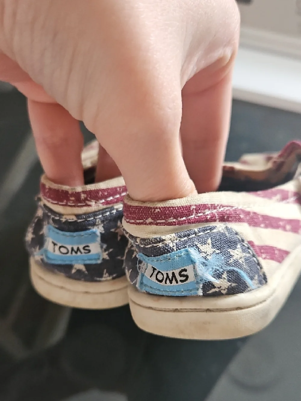 TOMS Kids Cream & Red Striped Slip-On Moccasins